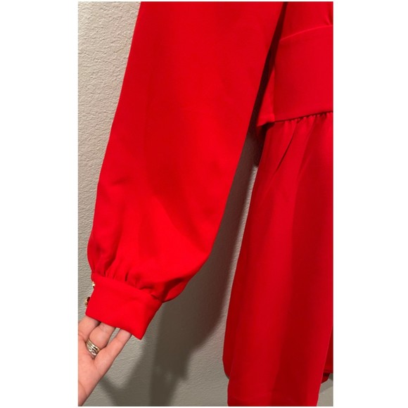 KATE SPADE Red Long Sleeve Tie Mini Dress - Picture 5 of 8
